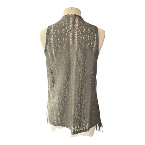 Boho Lace Fringe Vest Open Front Women’s One Size - Picture 2 of 4